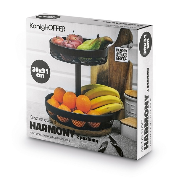 Koszyk na owoce dwupoziomowy Konighoffer Harmony 31 x 30 cm czarny