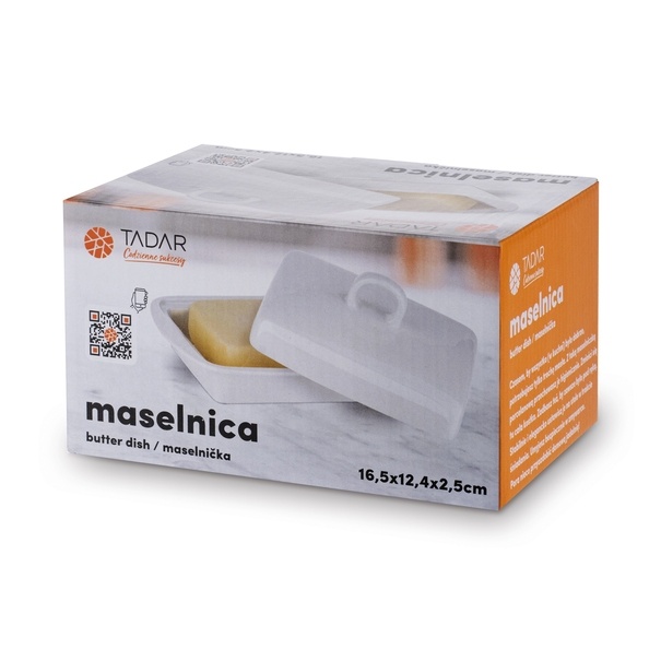 Maselniczka porcelanowa z pokrywką Tadar Ceramic 16,5 x 12 cm biała