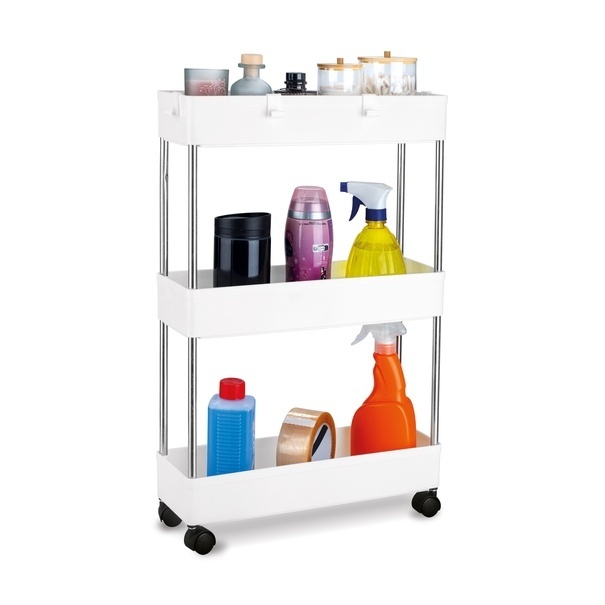 Regał na kółkach uniwersalny 3 poziomy Tadar 41 x 14 x 64 cm biały