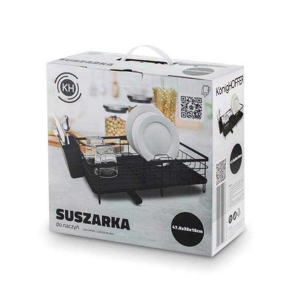 Suszarka do naczyń z ociekaczem i tacą Konighoffer 53 x 30 x 15,5 cm czarna