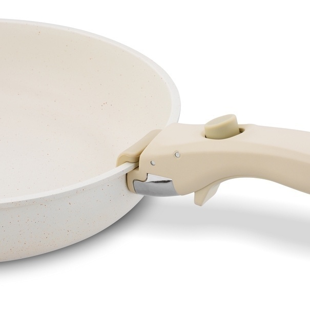 Zestaw 3 patelni Starke Pro Compacti Cream 4 elementy odpinany uchwyt