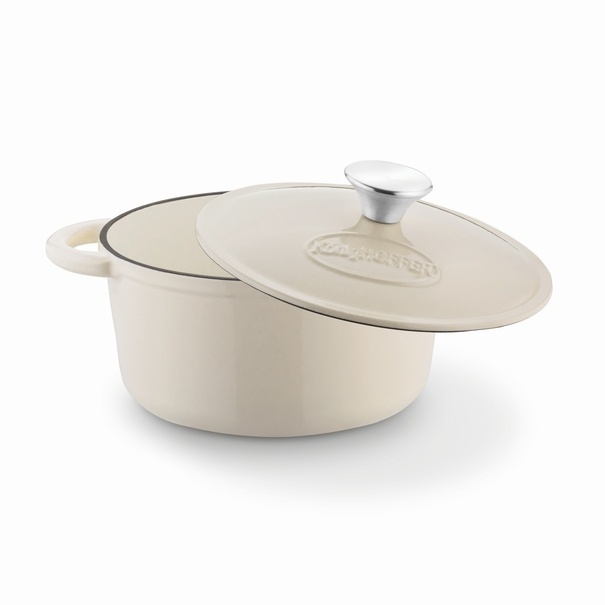 Gęsiarka żeliwna brytfanna emaliowana Konighoffer 2,8 l 21 x 10,5 cm okrągła kremowa