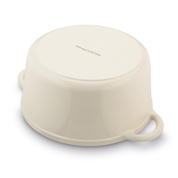 Gęsiarka żeliwna brytfanna emaliowana Konighoffer 5 l 25 x 12,3 cm okrągła kremowa