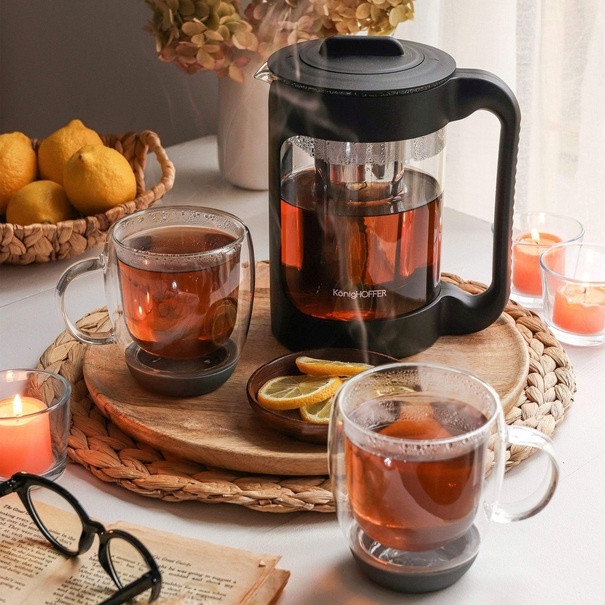Szklanki termiczne do kawy z silikonowym dnem Konighoffer Garet 330 ml 6 szt. czarne