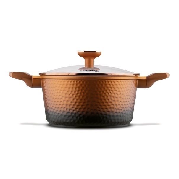 Zestaw garnk&oacute;w na indukcję Starke Pro Texture Copper 10 element&oacute;w i 4 noże Toshiro