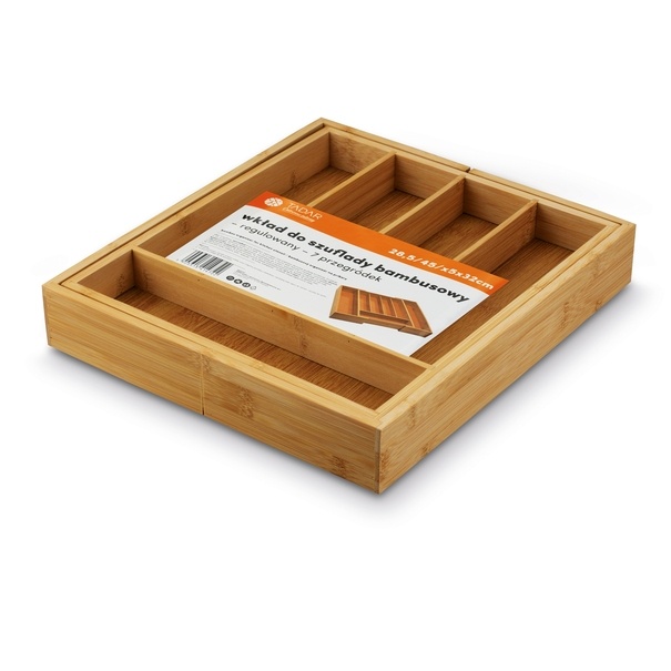 Wkład do szuflady na sztućce regulowany bambusowy Tadar 28,5-45 x 32 x 5 cm