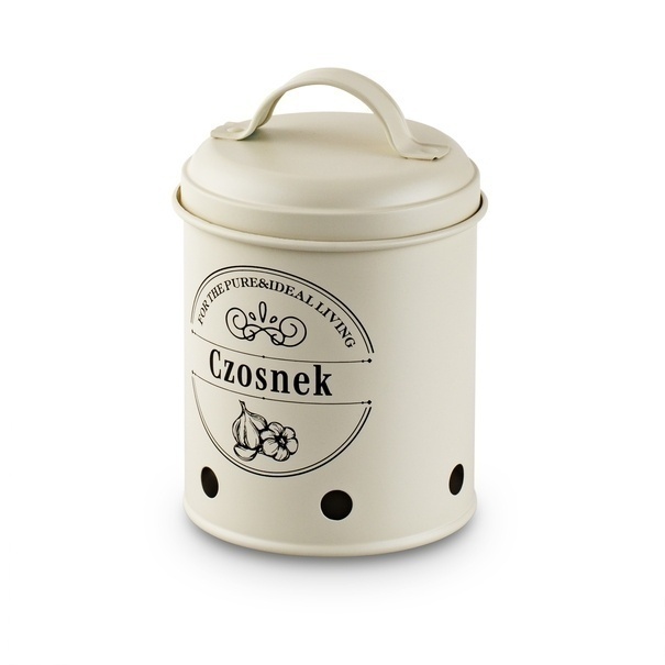 Zestaw 3 metalowych pojemników kuchennych Tadar Ziemniaki Cebula Czosnek kremowy