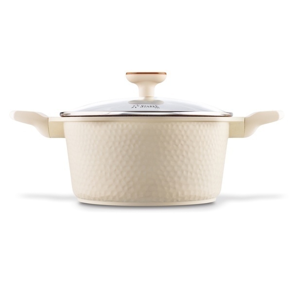 Zestaw garnk&oacute;w na indukcję Starke Pro Texture Creamy 10 element&oacute;w i 3 noże Toshiro