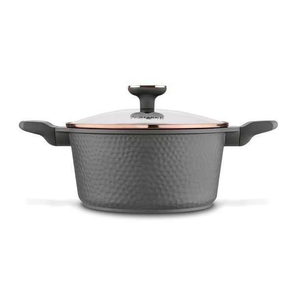 Zestaw garnk&oacute;w na indukcję Starke Pro Texture Grey 10 element&oacute;w i 3 noże Toshiro