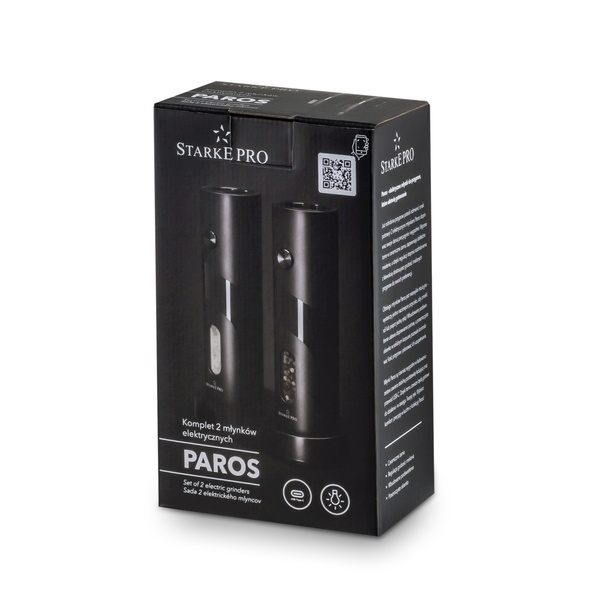 Młynki elektryczne do soli i pieprzu Starke Pro Paros 2 sztuki