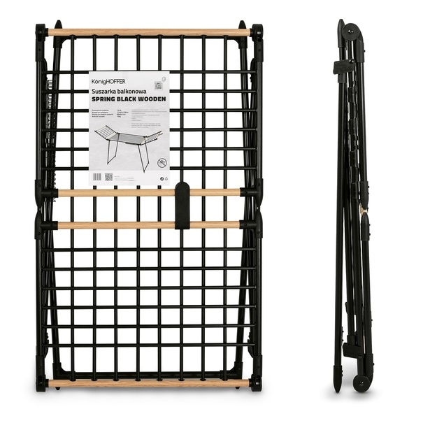 Suszarka balkonowa Konighoffer Spring 174 x 61 x 108 cm czarna