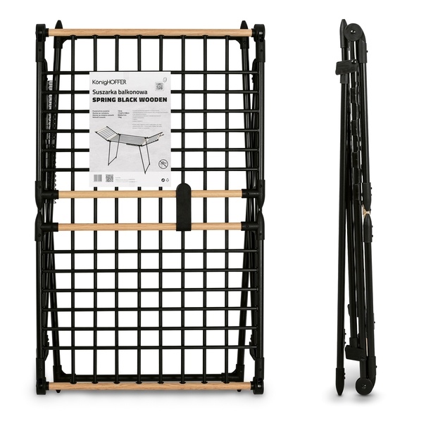 Suszarka balkonowa Konighoffer Spring Black Wooden 174 x 61 x 108 cm