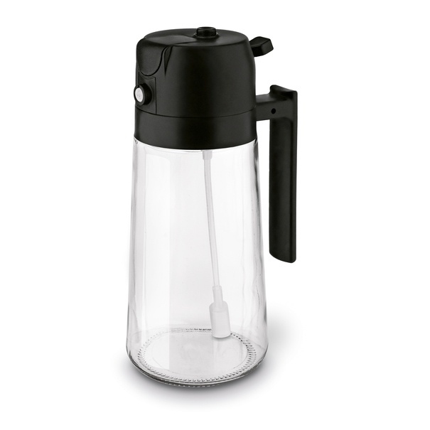 Szklana butelka na ocet i oliwę ze spryskiwaczem Tadar 450 ml czarna