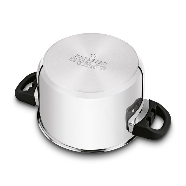 Zestaw garnk&oacute;w nierdzewnych z pokrywkami Starke Pro Sante 8 element&oacute;w i komplet 6 szklanek Sue 400 ml z podkładkami