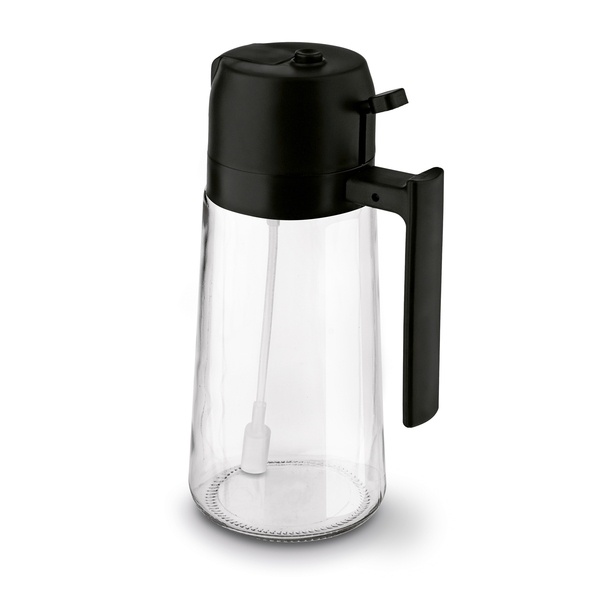 Szklana butelka na ocet i oliwę ze spryskiwaczem Tadar 450 ml czarna