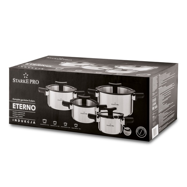Zestaw garnk&oacute;w nierdzewnych z pokrywkami Starke Pro Eterno 8 element&oacute;w