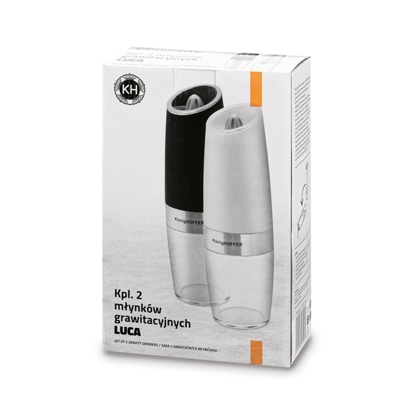 Zestaw 2 elektrycznych młynków do soli i pieprzu Konighoffer Luca biały i czarny