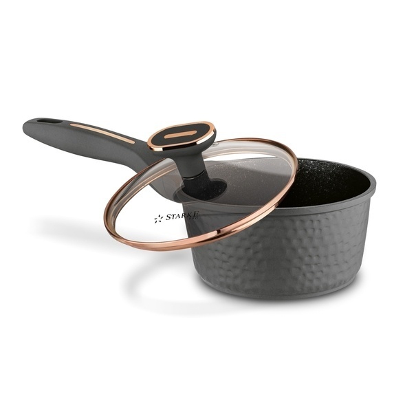 Zestaw garnk&oacute;w na indukcję Starke Pro Texture Grey 10 element&oacute;w i 3 noże Toshiro