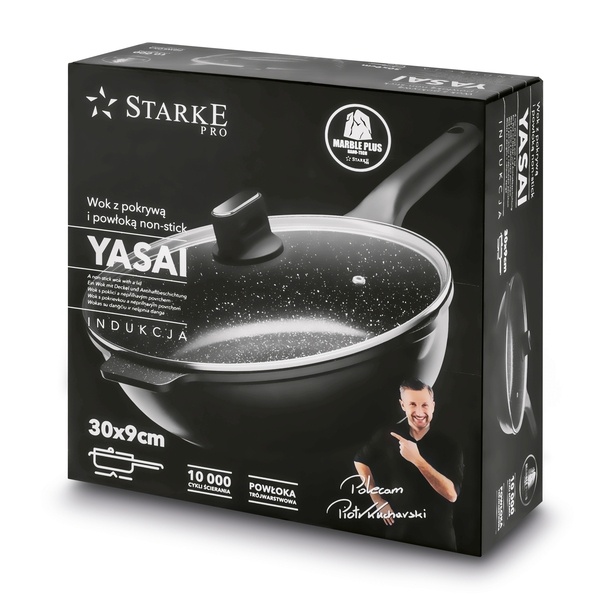 Patelnia WOK na indukcję z pokrywką Starke Pro Yasai 30 cm