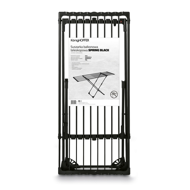 Suszarka balkonowa teleskopowa Konighoffer Spring Black 108-190 x 56 x 94 cm