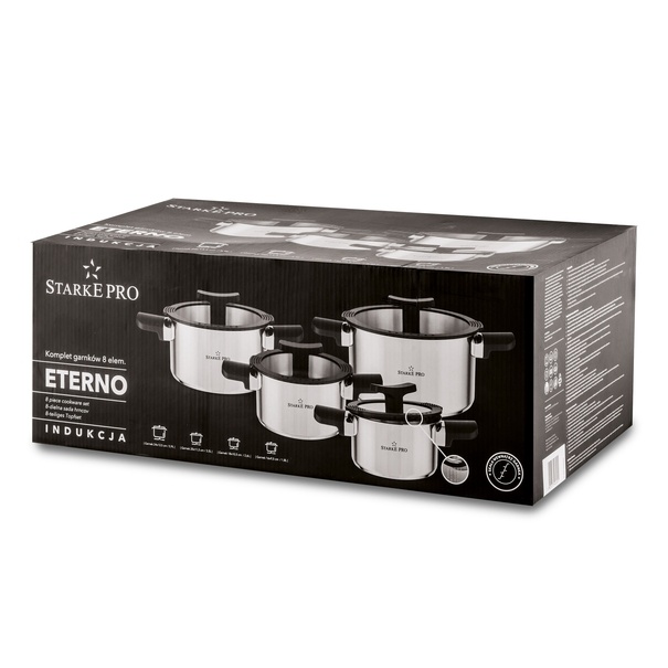 Zestaw garnk&oacute;w nierdzewnych z pokrywkami Starke Pro Eterno 8 element&oacute;w