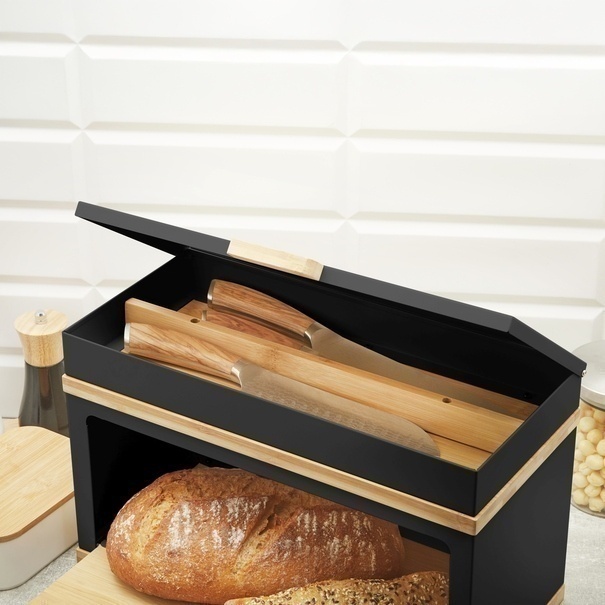 Chlebak stalowy dwupoziomowy Konighoffer Artesano 38 x 18 x 23 cm czarny