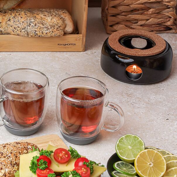 Dzbanek do herbaty z zaparzaczem i podgrzewaczem ceramicznym Konighoffer Andrea 1,5 l