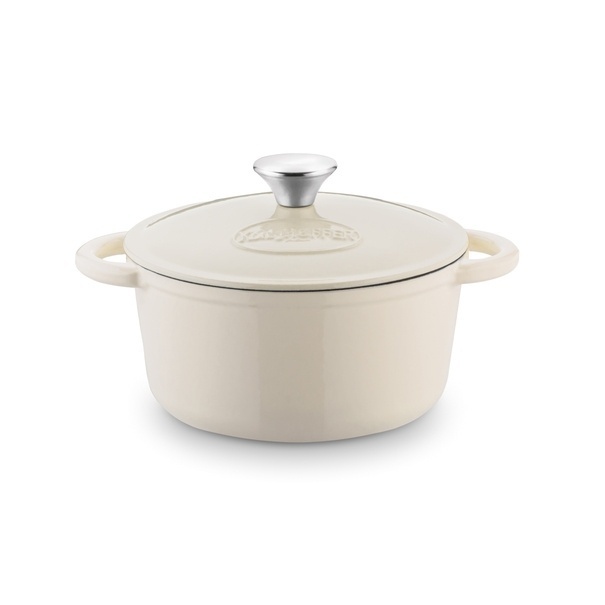 Gęsiarka żeliwna brytfanna emaliowana Konighoffer 2,8 l 21 x 10,5 cm okrągła kremowa