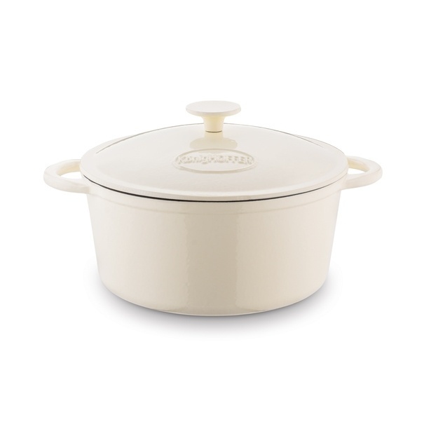 Gęsiarka żeliwna brytfanna emaliowana Konighoffer 5 l 25 x 12,3 cm okrągła kremowa