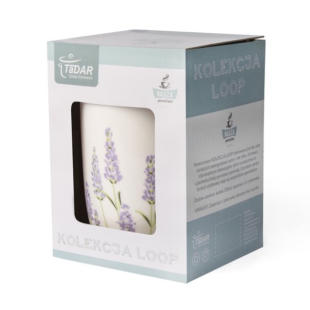 Kubek porcelanowy z zaparzaczem i pokrywką Tadar Loop Lawenda 350 ml