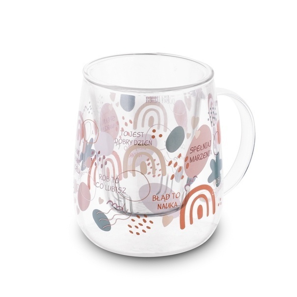 Kubek szklany z zaparzaczem i ceramiczną pokrywką Tadar Spełniaj marzenia 500 ml