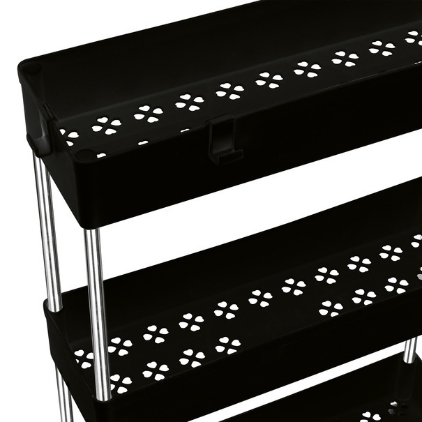 Regał na kółkach uniwersalny 3 poziomy Tadar 41 x 14 x 64 cm czarny