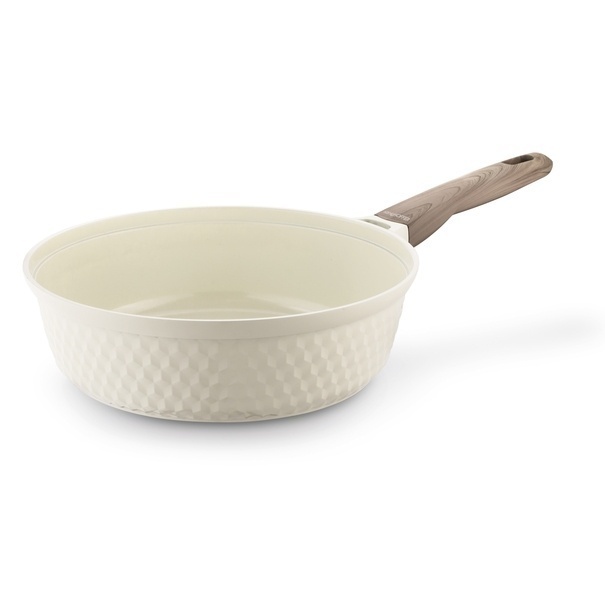Patelnia z powłoką ceramiczną na indukcję Konighoffer Rosti z pokrywką 28 cm kremowa