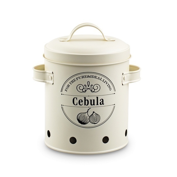 Zestaw 3 metalowych pojemników kuchennych Tadar Ziemniaki Cebula Czosnek kremowy