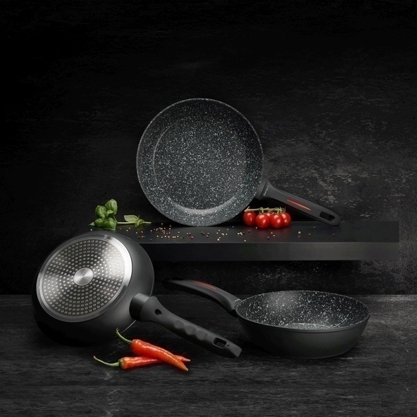 Zestaw 3 patelni ceramicznych głębokich Starke Pro Piccante 20 cm 24 cm 28 cm