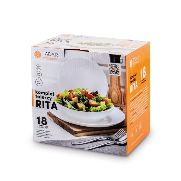 Komplet obiadowy Tadar Rita szkło hartowane 18 elementów