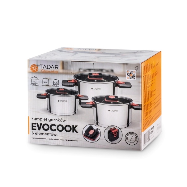 Zestaw garnków ze składanymi uchwytami Tadar Evocook 6 elementów i 5 miarek