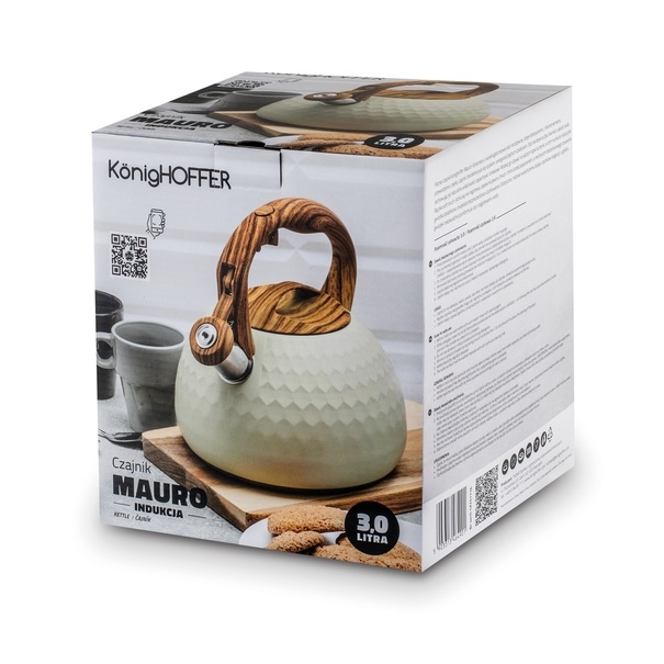 Czajnik tradycyjny na gaz i indukcję Konighoffer Mauro 3 l kremowy