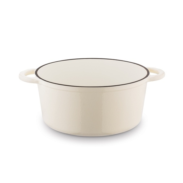 Gęsiarka żeliwna brytfanna emaliowana Konighoffer 5 l 25 x 12,3 cm okrągła kremowa