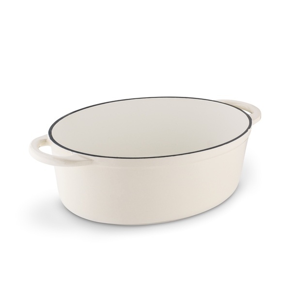 Gęsiarka żeliwna emaliowana Konighoffer 6,4 l 32,5 x 25 x 11,8 cm owalna kremowa