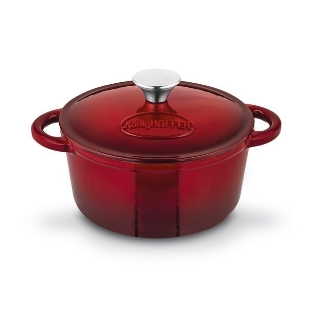 Komplet naczyń żeliwnych 5 element&oacute;w 2 garnki i patelnia Konighoffer czerwone