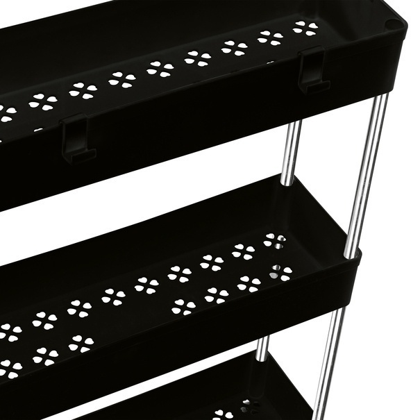 Regał na kółkach uniwersalny 3 poziomy Tadar 41 x 14 x 64 cm czarny