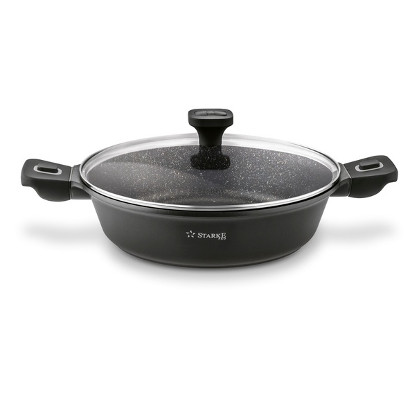 Patelnia marmurowa na indukcję krótkie uchwyty Starke Pro Svart Marble 28 cm