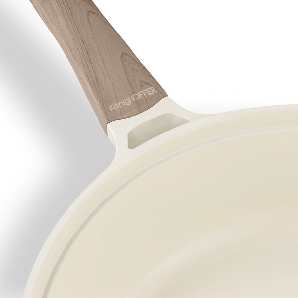 Patelnia z powłoką ceramiczną na indukcję Konighoffer Rosti z pokrywką 28 cm kremowa