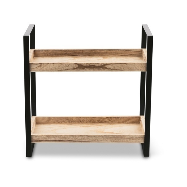 Półki drewniane stojące na stalowym stelażu Tadar 2-poziomy 34 x 18 x 34 cm