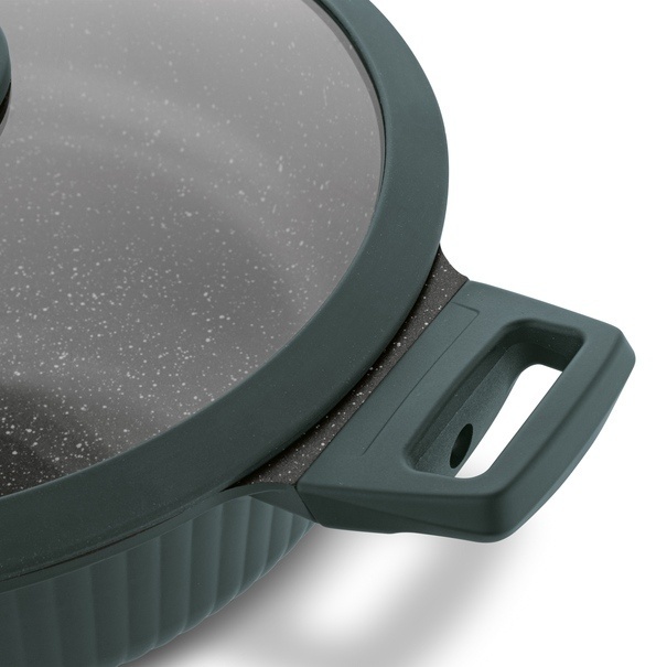 Patelnia marmurowa z pokrywką krótkie uchwyty Starke Pro Eridan 28 cm