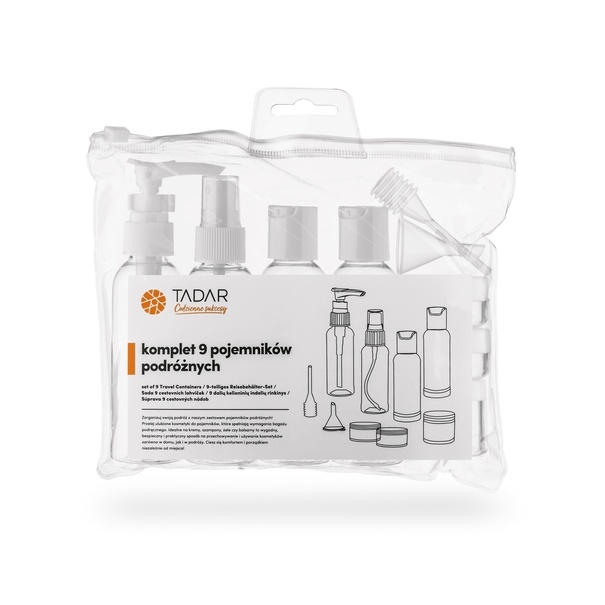 Komplet 7 pojemników podróżnych do kosmetyków Tadar Trip 11 elementów
