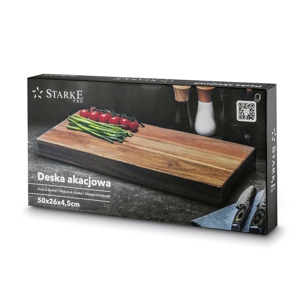 Deska do krojenia i serwowania akacjowa XXL Premium Starke Pro 50 x 26 x 4,5 cm