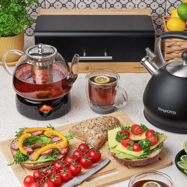 Dzbanek do herbaty borokrzemowy z podgrzewaczem białym Tadar Carina 1,2 l