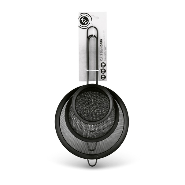 Sitka kuchenne metalowe z rączką Konighoffer Dark 10 cm 13 cm 18 cm czarne